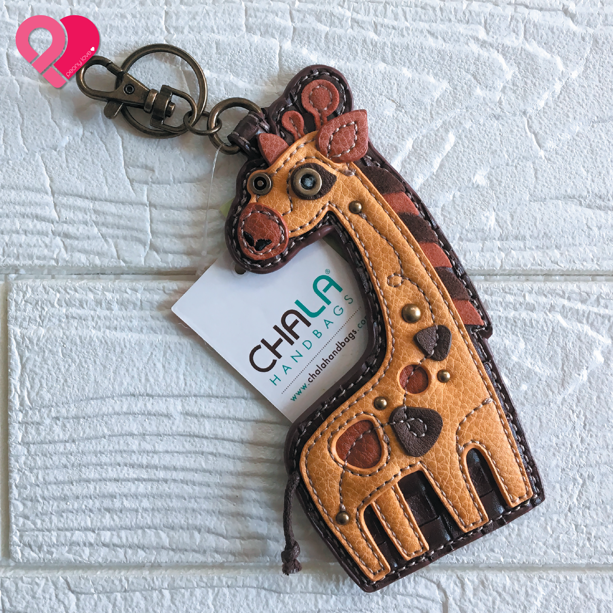 Chala Handbags Giraffe Coin Purse Vegan Faux Leather Key Fob