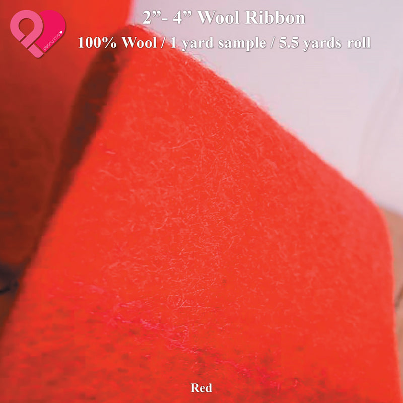 4" Red Wool Felt Ribbon