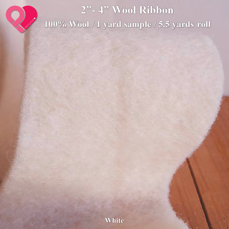 4" White Wool Felt Ribbon