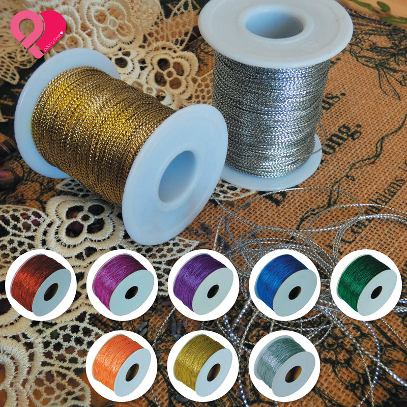Metallic Tinsel Cord String Sewing Thread Spool Jewelry Beading Craft