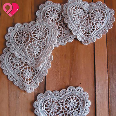 Cotton Crochet Lace Doily Hand Embroidery Floral Heart Butterfly Round