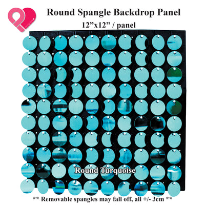 Turquoise Sequin Backdrop Spangle Wall Panel Metallic Decor Shimmer Round Curtain