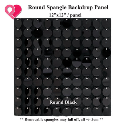 Black Sequin Backdrop Spangle Wall Panel Metallic Decor Shimmer Round Curtain