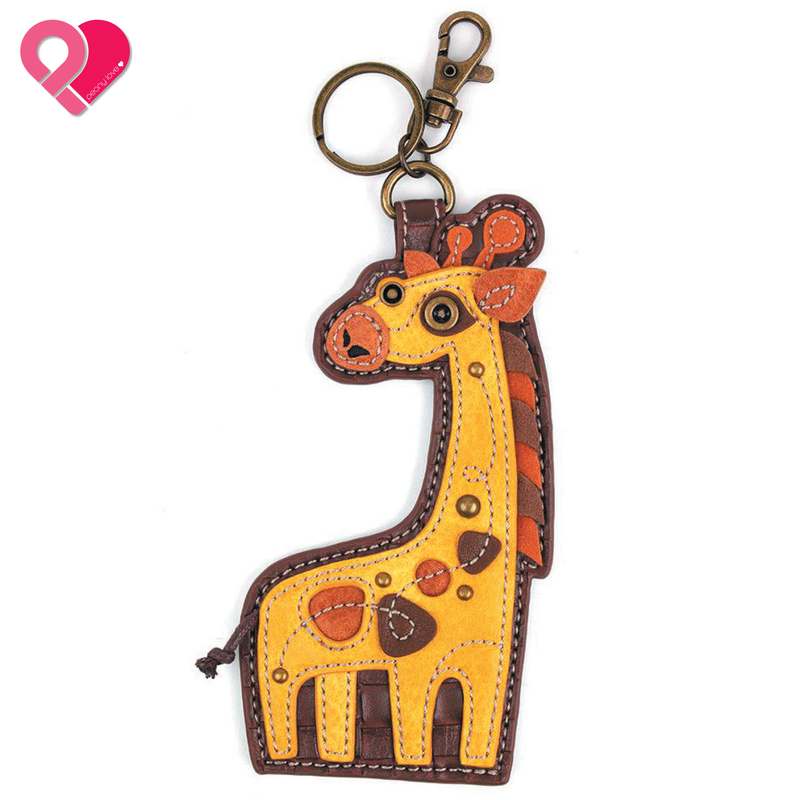 Chala Handbags Leather Giraffe Key Fob