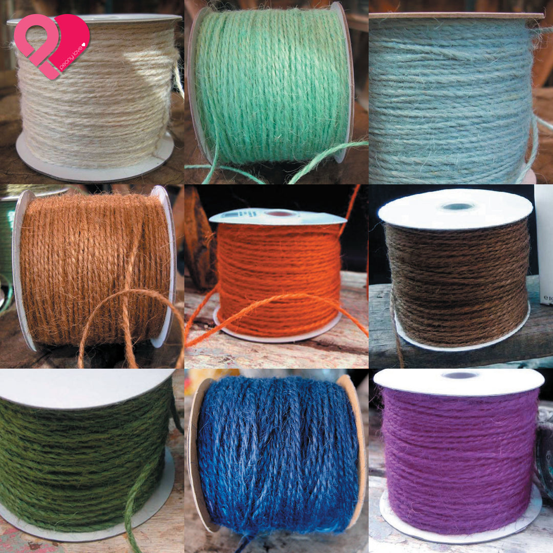 Natural Jute Twine Colorful Dyed Refined Silky Soft 1.5mm 6mm Peony Love