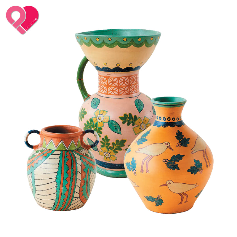 Hand Painted Terracotta Vases