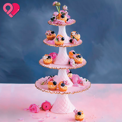 Tiered Round Cake Plate Pink